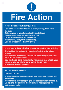 Fire action notice Stay Put message